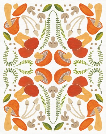 Framed Retro Mushroom Otomi Print