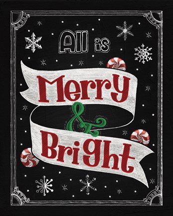 Framed Christmas Chalkboard II Print