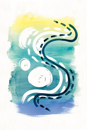 Framed Offset Shapes Curve Print