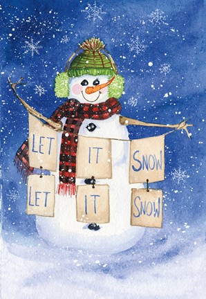 Framed Snowman Saying II on Blue Print