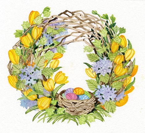 Framed Spring Wreath II Print