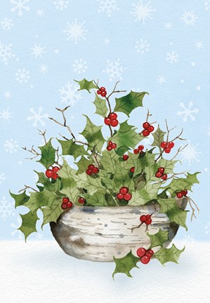 Framed Birch Vase IV on Blue Print