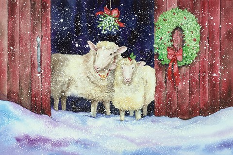 Framed Christmas Sheep Print