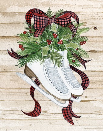 Framed Holiday Sports I on Wood Print
