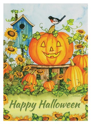 Framed Halloween Pumpkins Happy Halloween Print