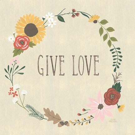 Framed Autumn Garden Give Love Print