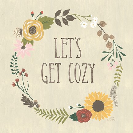 Framed Autumn Garden Lets Get Cozy Print