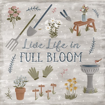 Framed Blooming Garden I Print