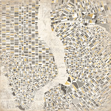 Framed Neutral New York Map Print