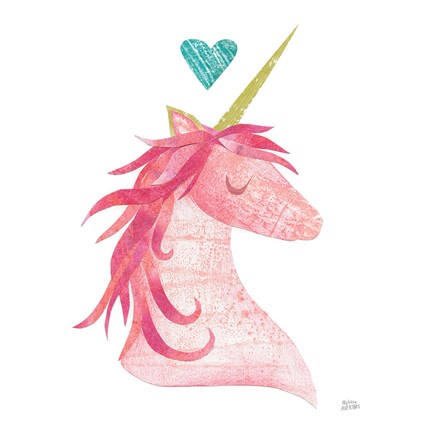 Framed Unicorn Magic II Heart Sq Pink Print