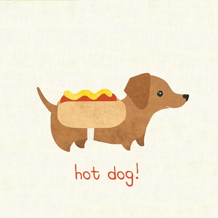 Framed Good Dogs Dachshund on Linen Print