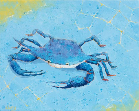 Framed Blue Crab V Print