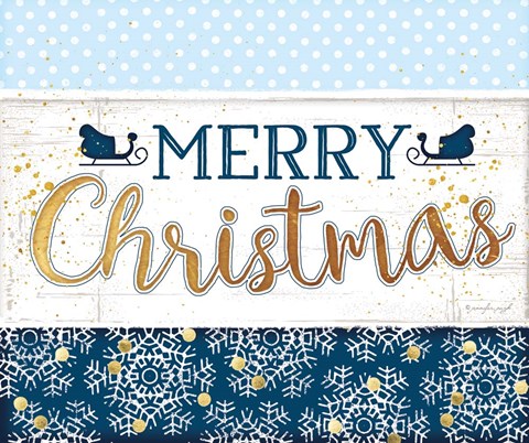 Framed Merry Christmas Blue Print