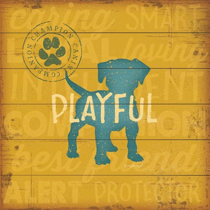 Framed Playful Dog Print