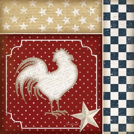 Framed Red White and Blue Rooster IV Print