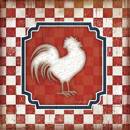 Framed Red White and Blue Rooster XII Print