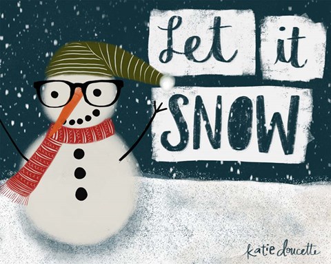 Framed Let It Snow Hipster Snowman Print
