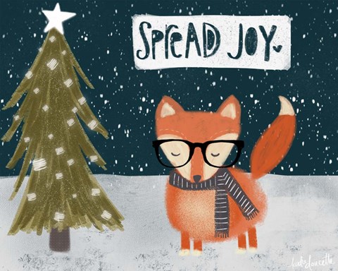 Framed Spread Joy Hipster Fox Print
