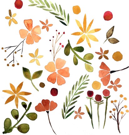 Framed Fall Watercolor II Print