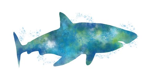 Framed Watercolor Shark III Print