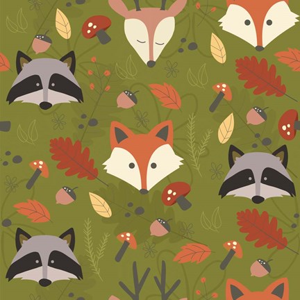 Framed Fall Animal Pattern Print