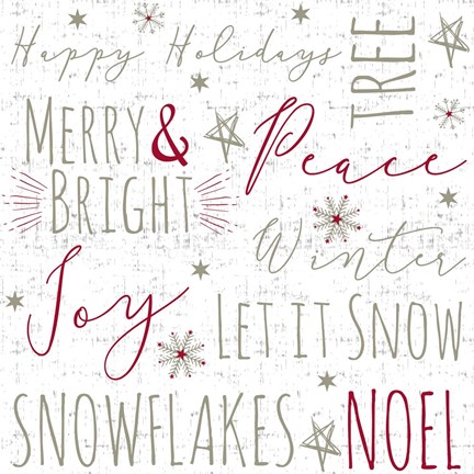 Framed Merry &amp; Bright Red Print