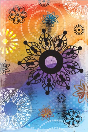 Framed Warm Colors Florals III Print