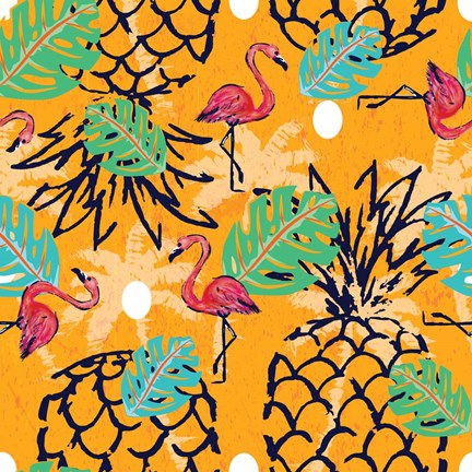 Framed Tropical Pineapple Pattern Print