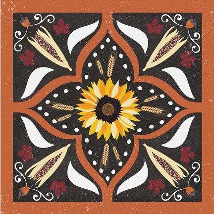 Framed Autumn Harvest Sunflower Print