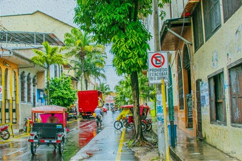 Framed Rainy Street Iquitos Peru Print