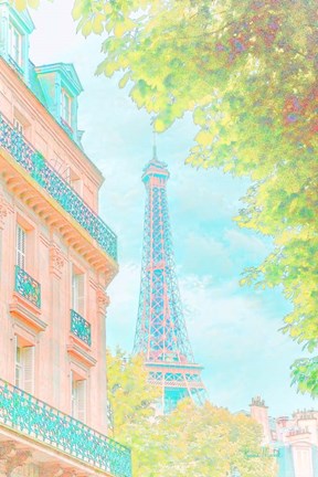 Framed Eiffel Tower Pastel Print