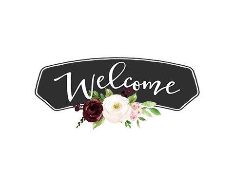 Framed Welcome Burgundy Blush Print