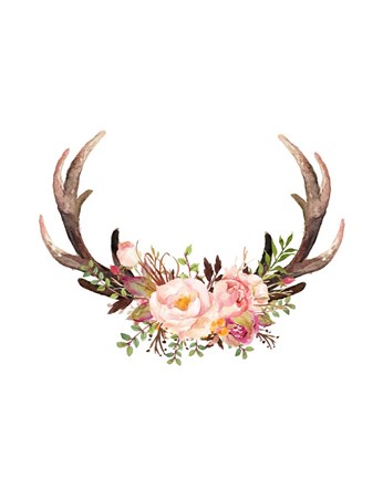 Framed Floral Antlers Print