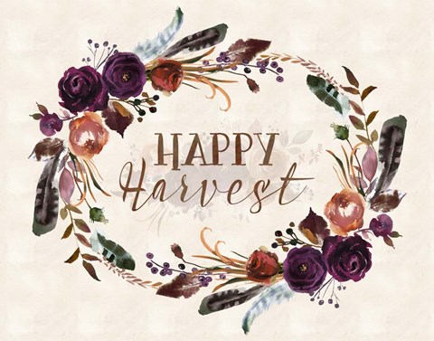 Framed Happy Harvest Wreath Print