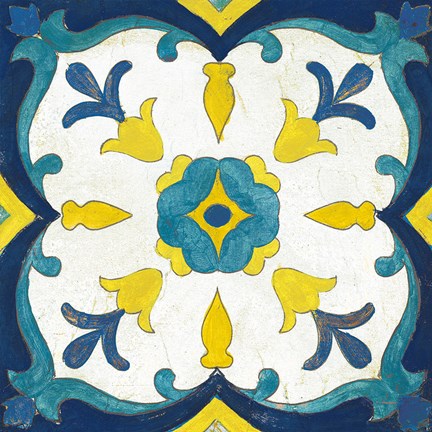 Framed Andalucia Tiles A Blue and Yellow Print
