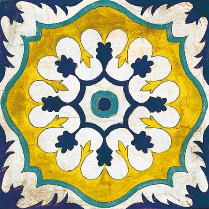 Framed Andalucia Tiles C Blue and Yellow Print
