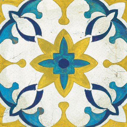 Framed Andalucia Tiles D Blue and Yellow Print