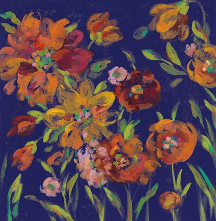 Framed July Garden Trio III Indigo Print