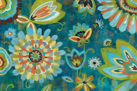 Framed Decorative Peacock Floral Print