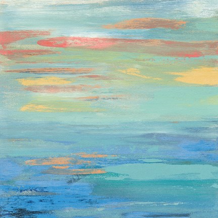 Framed Sunset Beach I Bright Print