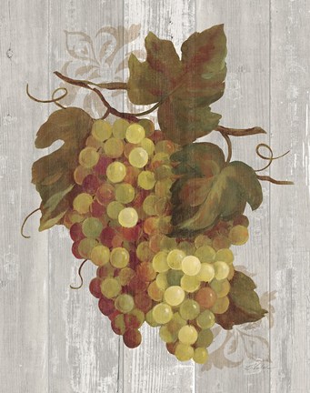 Framed Autumn Grapes IV on Wood Print