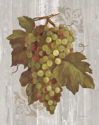 Framed Autumn Grapes II on Wood Print