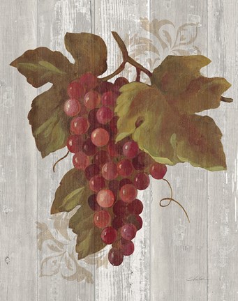 Framed Autumn Grapes III on Wood Print