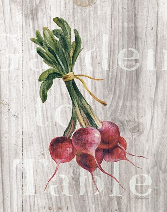 Framed Market Vegetables III on Wood Print