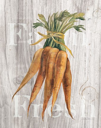 Framed Market Vegetables I on Wood Print