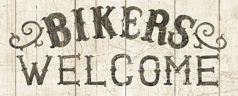 Framed Flea Market Road Sign Bikers Welcome Print
