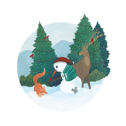 Framed Winter Friends III Print