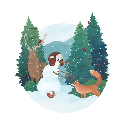 Framed Winter Friends I Print