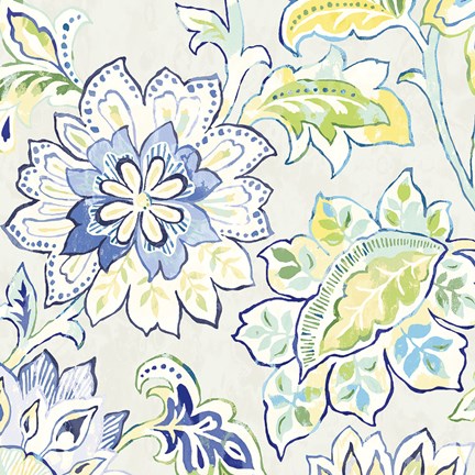 Framed Ceylon Gardens VI Indigo Print