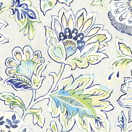 Framed Ceylon Gardens V Indigo Print